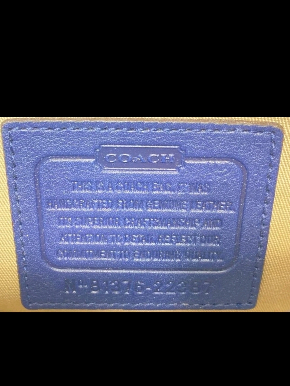 Coach-Legacy Penny Perforated Crossbody Bag (Navy-Bright Citrine💛💙) - Picture 3 of 5